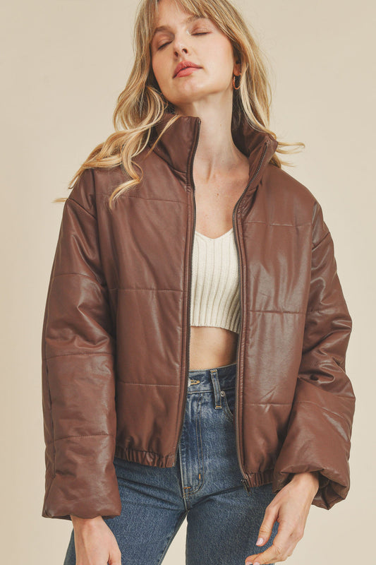 Pleather Puffer Jacket